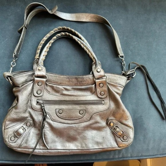 Balenciaga Vintage The First Handbag Metallic Silver Leather RARE S/S 2005 - Picture 1 of 8